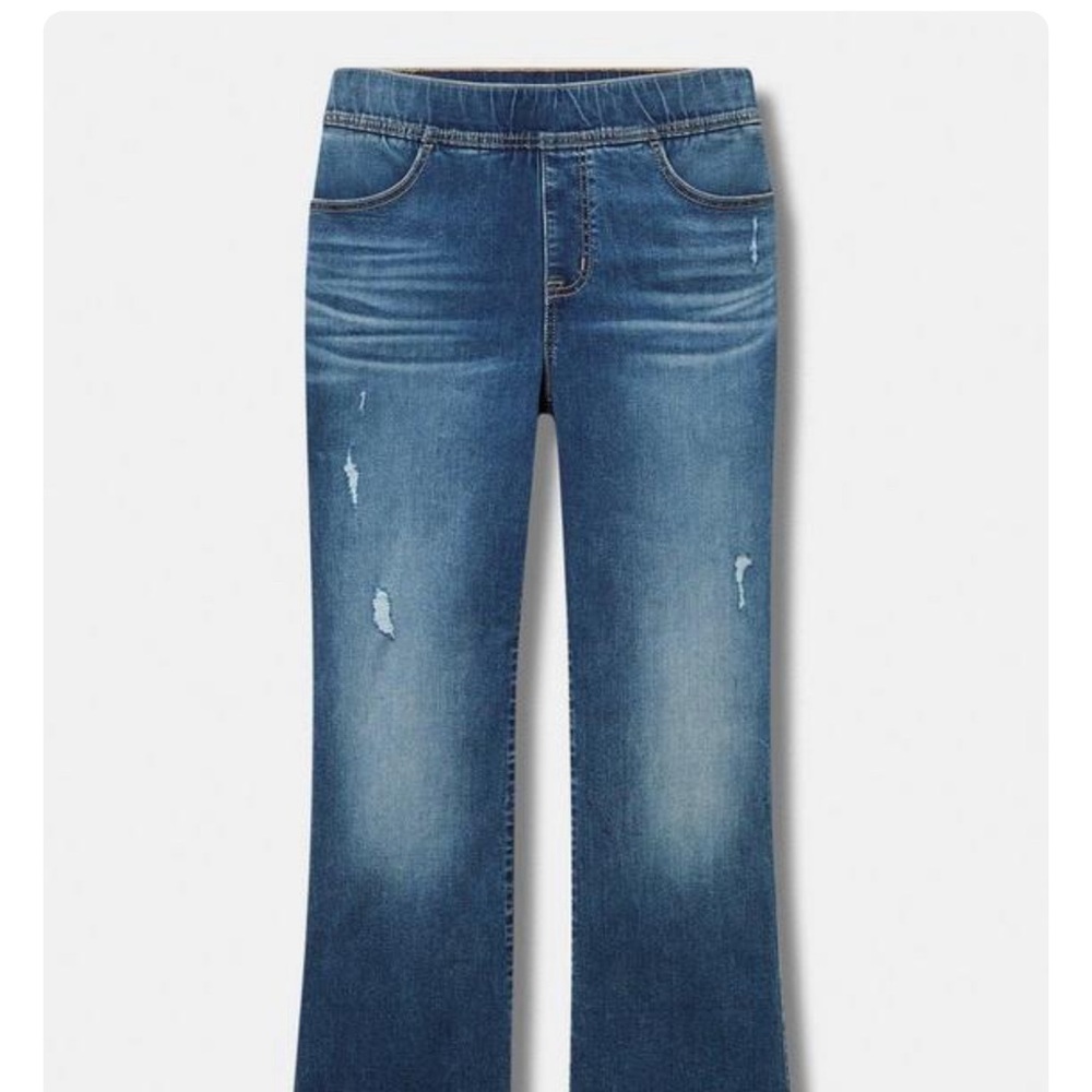 Torrid Med Wash Distressed Lean Jean Slim Boot Jeans